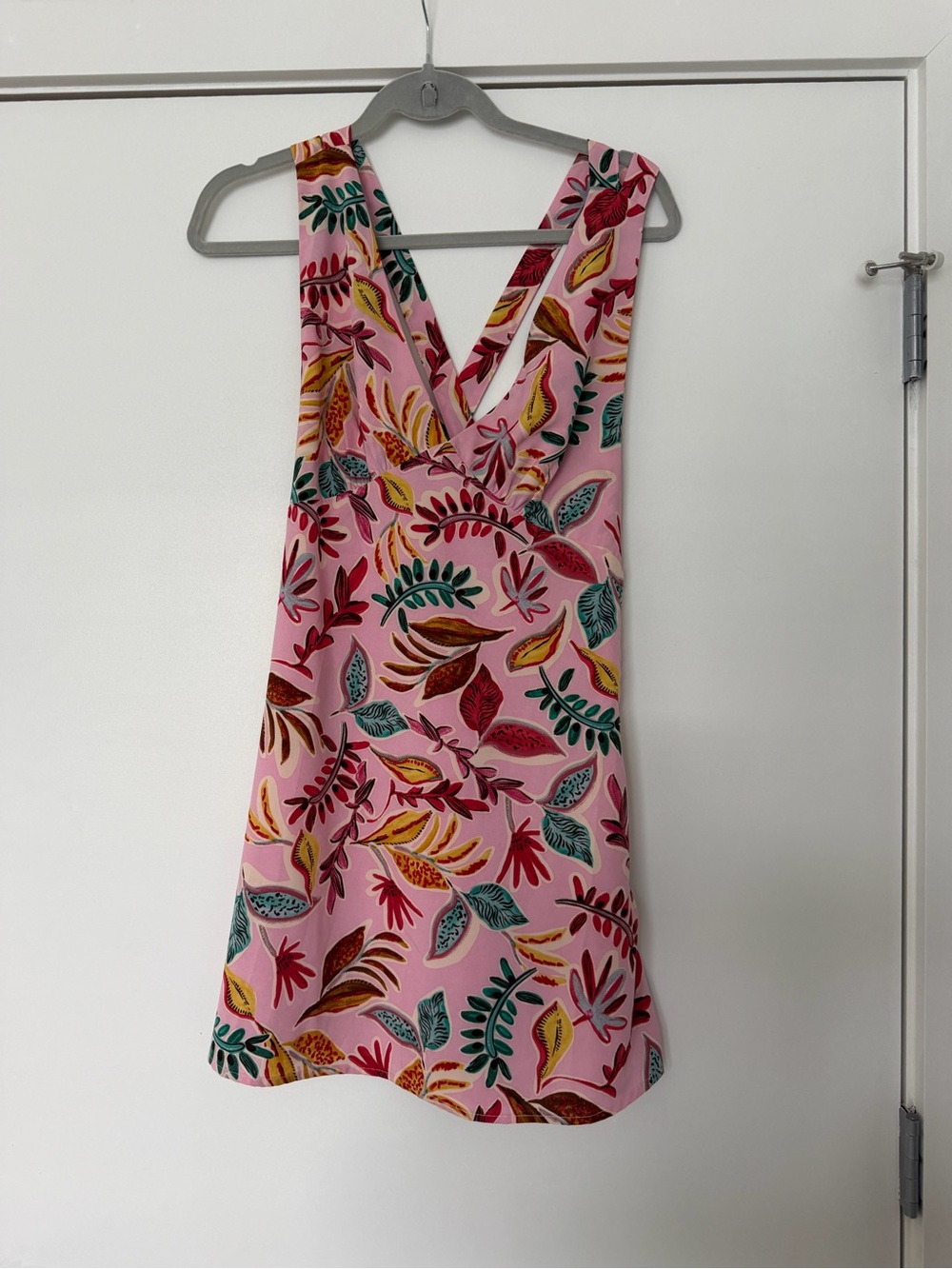 Pink Floral V-Neck Mini Dress